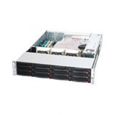 Supermicro SuperChassis 826A-R1200LPB Rackmount Enclosure - 2U - Rack-mountable - 12 Bays - 1200W - Black CSE-826A-R1200LPB