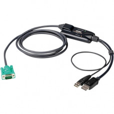 ATEN DisplayPort Console Converter CV190 - 5.91 ft KVM Cable for KVM Switch, Computer, Keyboard, Mouse, Console - First End: 1 x 15-pin SPHD Male - Second End: 1 x Type A Male USB, Second End: 1 x DisplayPort Male Digital Audio/Video - Supports up to 1920