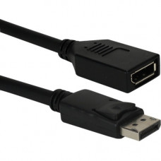 Qvs 6ft DisplayPort Digital A/V UltraHD 4K Black Extension Cable with Latches - 6 ft DisplayPort A/V Cable - First End: 1 x DisplayPort Male Digital Audio/Video - Second End: 1 x DisplayPort Female Digital Audio/Video - Extension Cable - Supports up to 38