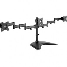 V7 Triple Swivel Desk Stand Mount - Up to 27" Screen Support - 17.64 lb Load Capacity - 12.4" Height x 18.4" Width x 57" Depth - Desktop - Solid Steel, Aluminum - Black DS1FST-1N