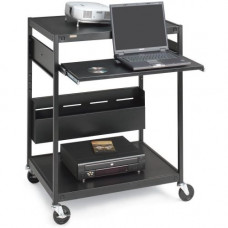 Bretford ECILS1FF-BK Mobile Projector Cart - Up to 25" Screen Support - 3 x Shelf(ves) - 42" Height x 32" Width x 24" Depth - Steel - Black - GREENGUARD, TAA Compliance ECILS1FF-BK