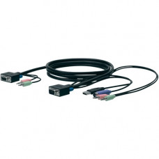 Belkin SOHO KVM Replacement Cable Kit - 6 ft KVM Cable - First End: 1 x 15-pin HD-15 Male, First End: 1 x 6-pin Mini-DIN (PS/2) Male Keyboard/Mouse, First End: 1 x Type A Male USB, First End: 2 x Mini-phone Male - Second End: 1 x 15-pin HD-15, Second End: