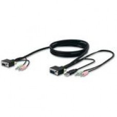 Belkin SOHO KVM Replacement Cable Kit - 6 ft KVM Cable - First End: 1 x 15-pin HD-15 Female VGA, First End: 2 x Mini-phone Male Audio - Second End: 1 x 15-pin HD-15 Male VGA, Second End: 1 x Type A Male USB, Second End: 2 x Mini-phone Male Audio - Gray F1