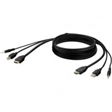Belkin HDMI High Retention + USB A/B + Audio Passive Combo KVM Cable - 10 ft KVM Cable for KVM Switch, Mouse, Keyboard, Computer, Server - First End: 1 x HDMI Male Digital Audio/Video, First End: 1 x Type A Male USB, First End: 1 x 3.5mm Male Audio - Seco