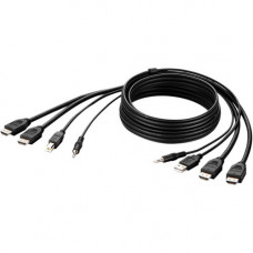 Belkin Dual HDMI High Retention + USB A/B + Audio Passive Combo KVM Cable - 6 ft KVM Cable for Audio/Video Device, Computer, Server, KVM Switch, Keyboard/Mouse - First End: 2 x HDMI Male Digital Audio/Video, First End: 1 x Type A Male USB, First End: 1 x 