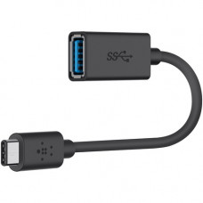 Belkin 3.0 USB-C to USB-A Adapter - 5" USB Data Transfer Cable for MacBook, Flash Drive, Keyboard/Mouse - First End: 1 x Type A Female USB - Second End: 1 x Type C Male USB - 640 MB/s - 1 Pack F2CU036BTBLK