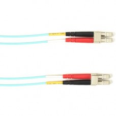 Black Box Fiber Optic Duplex Patch Network Cable - 23 ft Fiber Optic Network Cable for Network Device - First End: 2 x LC Male Network - Second End: 2 x LC Male Network - 10 Gbit/s - Patch Cable - OFNR - 50/125 &micro;m - Aqua - TAA Compliant - TAA Co