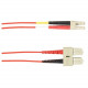 Black Box 3-m, SC-LC, 50-Micron, Multimode, Plenum, Red Fiber Optic Cable - 9.84 ft Fiber Optic Network Cable for Network Device - First End: 2 x SC Male Network - Second End: 2 x LC Male Network - Patch Cable - Red FOCMP50-003M-SCLC-RD