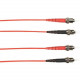 Black Box Fiber Optic Network Cable - 3.28 ft Fiber Optic Network Cable for Network Device - First End: 1 x ST Male Network - Second End: 1 x ST Male Network - Patch Cable - 50/125 &micro;m - Red FOCMR10-001M-STST-RD