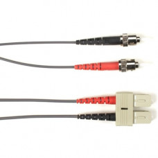 Black Box Fiber Optic Duplex Patch Network Cable - 65.60 ft Fiber Optic Network Cable for Network Device - First End: 2 x ST Male Network - Second End: 2 x SC Male Network - 10 Gbit/s - Patch Cable - OFNR - 50/125 &micro;m - Gray - TAA Compliant FOCMR