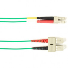 Black Box Fiber Optic Duplex Patch Network Cable - 23 ft Fiber Optic Network Cable for Network Device - First End: 2 x SC Male Network - Second End: 2 x LC Male Network - 1 Gbit/s - Patch Cable - OFNR - 50/125 &micro;m - Green - TAA Compliant FOCMR50-