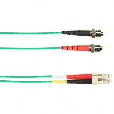Black Box Fiber Optic Duplex Patch Network Cable - 23 ft Fiber Optic Network Cable for Network Device - First End: 2 x ST Male Network - Second End: 2 x LC Male Network - 10 Gbit/s - Patch Cable - LSZH - 50/125 &micro;m - Green - TAA Compliant FOLZH10
