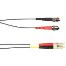 Black Box Fiber Optic Duplex Patch Network Cable - 23 ft Fiber Optic Network Cable for Network Device - First End: 2 x ST Male Network - Second End: 2 x LC Male Network - 10 Gbit/s - Patch Cable - OFNR - 50/125 &micro;m - Gray - TAA Compliant FOCMRM4-