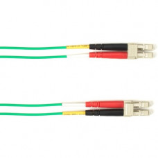 Black Box Fiber Optic Duplex Patch Network Cable - 98.40 ft Fiber Optic Network Cable for Network Device - First End: 2 x LC Male Network - Second End: 2 x LC Male Network - 10 Gbit/s - Patch Cable - OFNR - 50/125 &micro;m - Green - TAA Compliant FOCM