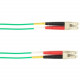 Black Box Fiber Optic Duplex Patch Network Cable - 6.50 ft Fiber Optic Network Cable for Network Device - First End: 2 x LC Male Network - Second End: 2 x LC Male Network - Patch Cable - LSZH - 50/125 &micro;m - Green - TAA Compliant FOLZH50-002M-LCLC