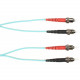 Black Box Duplex Fiber Optic Patch Network Cable - 32.81 ft Fiber Optic Network Cable for Network Device - First End: 2 x ST Male Network - Second End: 2 x ST Male Network - 1.25 GB/s - Patch Cable - 50/125 &micro;m - Aqua - TAA Compliant FOCMR10-010M