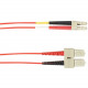 Black Box Fiber Optic Duplex Patch Network Cable - 9.84 ft Fiber Optic Network Cable for Network Device - First End: 2 x SC Male Network - Second End: 2 x LC Male Network - 1 Gbit/s - Patch Cable - 50/125 &micro;m - Red - TAA Compliant FOCMR50-003M-SC