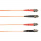 Black Box 1-m, ST-ST, 62.5-Micron, Multimode, PVC, Orange Fiber Optic Cable - 3.28 ft Fiber Optic Network Cable for Network Device - First End: 2 x ST Male Network - Second End: 2 x ST Male Network - Patch Cable - Orange FOCMR62-001M-STST-OR