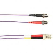 Black Box Fiber Optic Duplex Patch Network Cable - 16.40 ft Fiber Optic Network Cable for Network Device - First End: 2 x ST Male Network - Second End: 2 x LC Male Network - 10 Gbit/s - Patch Cable - OFNR - 50/125 &micro;m - Purple - TAA Compliant FOC