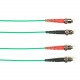 Black Box Fiber Optic Duplex Patch Network Cable - 6.50 ft Fiber Optic Network Cable for Network Device - First End: 2 x ST Male Network - Second End: 2 x ST Male Network - Patch Cable - LSZH - 9/125 &micro;m - Green - TAA Compliant FOLZHSM-002M-STST-