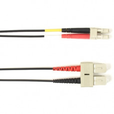 Black Box Fiber Optic Duplex Patch Network Cable - 3.20 ft Fiber Optic Network Cable for Network Device - First End: 2 x SC Male Network - Second End: 2 x LC Male Network - Patch Cable - LSZH - 50/125 &micro;m - Black - TAA Compliant FOLZH50-001M-SCLC