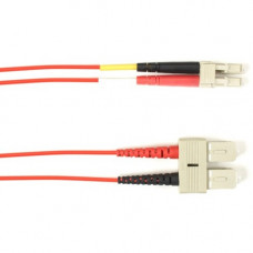 Black Box Fiber Optic Duplex Patch Network Cable - 3.20 ft Fiber Optic Network Cable for Network Device - First End: 2 x SC Male Network - Second End: 2 x LC Male Network - 10 Gbit/s - Patch Cable - LSZH - 50/125 &micro;m - Red - TAA Compliant FOLZH10