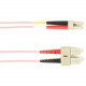 Black Box Fiber Optic Duplex Patch Network Cable - 32.80 ft Fiber Optic Network Cable for Network Device - First End: 2 x SC Male Network - Second End: 2 x LC Male Network - 1 Gbit/s - Patch Cable - OFNR - 62.5/125 &micro;m - Pink - TAA Compliant FOCM