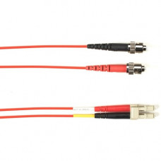Black Box Fiber Optic Duplex Patch Network Cable - 13.10 ft Fiber Optic Network Cable for Network Device - First End: 2 x ST Male Network - Second End: 2 x LC Male Network - 10 Gbit/s - Patch Cable - OFNR - 50/125 &micro;m - Red - TAA Compliant FOCMRM