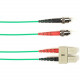 Black Box Fiber Optic Duplex Patch Network Cable - 49.20 ft Fiber Optic Network Cable for Network Device - First End: 2 x ST Male Network - Second End: 2 x SC Male Network - Patch Cable - LSZH - 9/125 &micro;m - Green - TAA Compliant FOLZHSM-015M-STSC