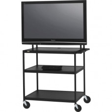 Bretford Basics FP60UL-P5BK Flat Panel Cart - 37" to 52" Screen Support - 100 lb Load Capacity - 3 x Shelf(ves) - 66" Height x 37" Width x 27" Depth - Powder Coated - Steel - Black - TAA Compliance FP60UL-P5BK