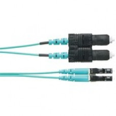 Panduit Fiber Optic Duplex Patch Network Cable - 147.64 ft Fiber Optic Network Cable for Network Device - First End: 2 x LC Male Network - Second End: 2 x SC Male Network - 10 Gbit/s - Patch Cable - 50/125 &micro;m - Aqua - TAA Compliance FZ2ERLNSNSNM