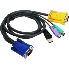 IOGEAR PS/2-USB KVM Cable - 10ft - 10 ft (PS/2)/USB/VGA KVM Cable for Keyboard, Mouse, KVM Switch, Video Device - First End: 1 x SPHD Male VGA - Second End: 1 x HD-15 Male VGA, Second End: 2 x Mini-DIN (PS/2) Male Keyboard/Mouse, Second End: 1 x Type A Ma