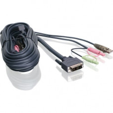 IOGEAR G2L7D02U KVM Cable - 6 ft DVI/Mini-phone/USB KVM Cable for KVM Switch - First End: 1 x Type A Male USB, First End: 2 x Mini-phone Male Audio, First End: 1 x DVI-D (Single-Link) Male Digital Video - Second End: 1 x Type B Male USB, Second End: 2 x M