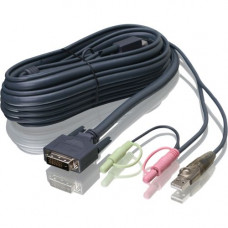 IOGEAR G2L7D03UDTAA KVM Cable - 10 ft KVM Cable for KVM Switch, Microphone - First End: 1 x DVI-D (Dual-Link) Male Digital Video, First End: 1 x Type A Male USB, First End: 2 x Mini-phone Audio - Second End: 1 x DVI-D (Dual-Link) Male Digital Video, Secon