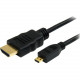 Startech.Com 3 ft High Speed HDMI&reg; Cable with Ethernet - HDMI to HDMI Micro - M/M - HDMI - 3 ft - 1 x HDMI Male Digital Audio/Video - 1 x HDMI (Micro Type D) Male Digital Audio/Video - Gold-plated Connectors - Black - RoHS Compliance HDMIADMM3