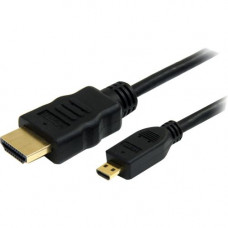 Startech.Com 6 ft High Speed HDMI Cable with Ethernet - HDMI to HDMI Micro - M/M - HDMI - 6ft - 1 x HDMI Male Digital Audio/Video - 1 x HDMI (Micro Type D) Male Digital Audio/Video - Gold-plated Connectors - Black - RoHS Compliance HDMIADMM6