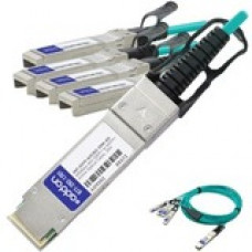 AddOn Fiber Optic Network Cable - 65.62 ft Fiber Optic Network Cable for Network Device - First End: 1 x QSFP+ Male Network - Second End: 4 x SFP+ Male Network - 40 Gbit/s - 1 Pack - TAA Compliant JNP-QSFP-AOCBO20M-AO