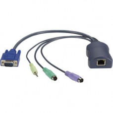 Black Box ServSwitch CX Server Access Module, PS/2 with Audio - KVM Cable for KVM Switch - First End: 1 x RJ-45 Female Network - Second End: 1 x HD-15 Male VGA, Second End: 2 x Mini-DIN (PS/2) Male Keyboard/Mouse, Second End: 1 x Mini-phone Audio - RoHS C