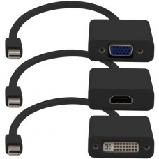 AddOn 3-Piece Bundle of 8in Mini-DisplayPort Male to DVI, HDMI, and VGA Female Black Adapter Cables - 100% compatible and guaranteed to work - TAA Compliance MDP2VGA-HDMI-DVI-B