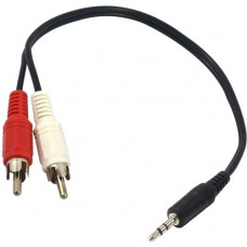 Axiom 6-inch 3.5mm Stereo to 2 x RCA Stereo Male Y-Cable - 6" Mini-phone/RCA Audio Cable for Audio Device - First End: 2 x RCA Male Stereo Audio - Second End: 1 x Mini-phone Male Stereo Audio - Black MJMRCAM6-AX