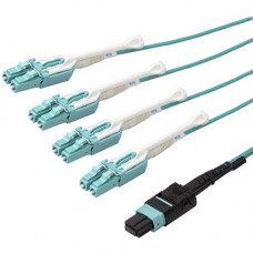 Startech.Com 2m 6 ft MPO / MTP to LC Breakout Cable - Plenum Rated Fiber Optic Cable - OM3 Multimode, 40Gb - Push/Pull-Tab - Aqua Fiber Patch Cable - 6.56 ft Fiber Optic Network Cable for Network Device, Patch Panel, Hub, Switch, Media Converter, Router -