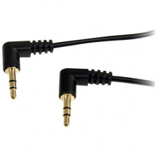 Startech.Com 1 ft Slim 3.5mm Right Angle Stereo Audio Cable - M/M - Mini-phone Male Stereo Audio - Mini-phone Male Stereo Audio - 1ft - Black - RoHS Compliance MU1MMS2RA