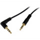 Startech.Com 6 ft Slim 3.5mm to Right Angle Stereo Audio Cable - M/M - Mini-phone Male Stereo Audio - Mini-phone Male Stereo Audio - 6ft - Black MU6MMSRA