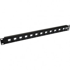 Tripp Lite 12-Port Keystone Blank Patch Panel RJ45 USB HDMI Cat5/Cat6 1URM - 12 Port(s) - 1U High - Black - 19" Wide - Rack-mountable - TAA Compliance N062-012-KJ