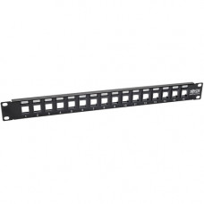 Tripp Lite 16-Port Keystone Blank Patch Panel RJ45 USB HDMI Cat5/Cat6 1URM - 16 Port(s) - 1U High - Black - 19" Wide - Rack-mountable - TAA Compliance N062-016-KJ