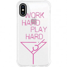 CENTON Phone Case, Tough Edge, Work Hard Play Hard - For iPhone X - Work Hard Play Hard - Pink OP-SP-Z084B