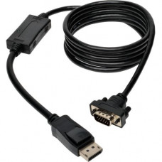 Tripp Lite 6ft DisplayPort to VGA Cable Latches to HD15 Adapter M/M - DisplayPort/VGA for Video Device, Notebook, Monitor - 6ft - 1 x DisplayPort Male Digital Audio/Video - 1 x HD-15 Male VGA - Black" - RoHS, TAA Compliance P581-006-VGA