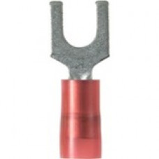 Panduit Terminal Connector - 1000 Pack - 1 x Fork Terminal - Tin - Red - TAA Compliance PN18-10F-M