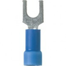 Panduit Terminal Connector - 100 Pack - 1 x Fork Terminal - Tin - Blue - TAA Compliance PV14-10FX-C