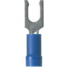 Panduit Terminal Connector - 100 Pack - 1 x Fork Terminal - Tin - Blue - TAA Compliance PV14-8LF-C